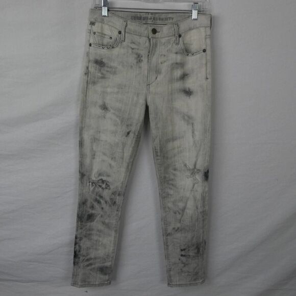 Citizens of Humanity Rocket Crop High Rose Skinny Jeans Distressed Bleached 30 - Picture 1 of 10